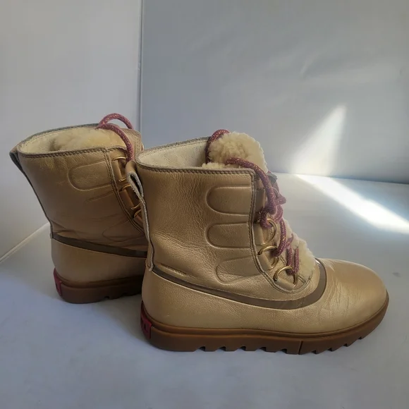 Sz 7 SOREL Joan of Arctic Next Lite Lux women's gold Waterproof Genuine Shealing - Picture 4 of 4